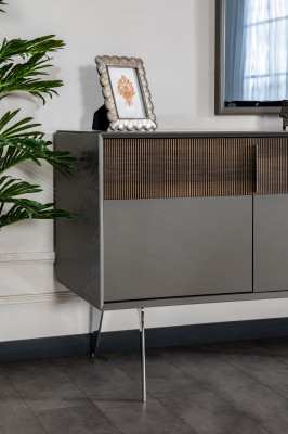Set Chest of drawers Mirror Living room Design Wood new Style Modern Sideboard gray