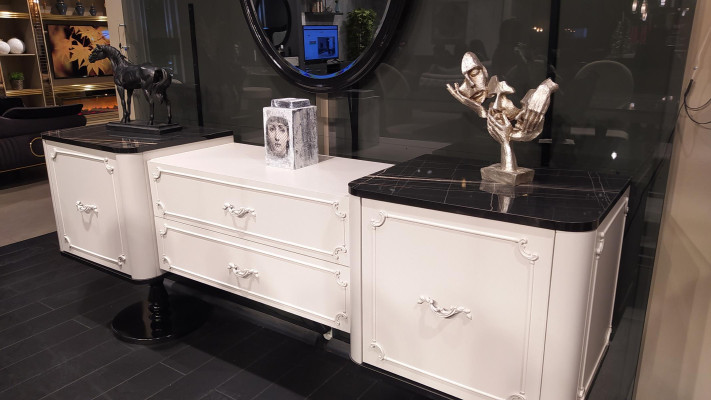 Classic White Chest of drawers Design Console Luxury Chests of drawers Sideboard 2-piece.