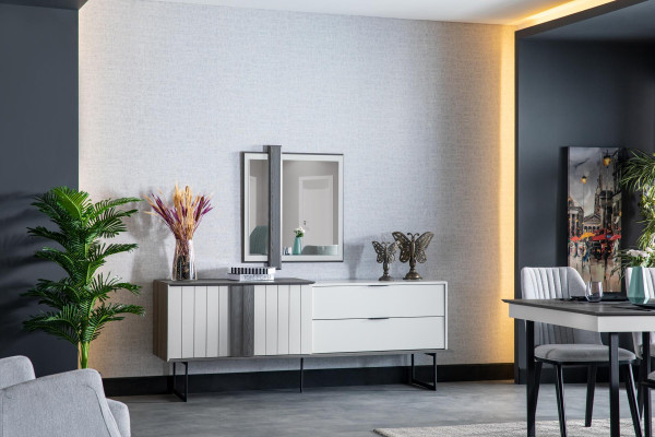 Luxury sideboard sideboard modern chests of drawers 2 pieces. with Mirror Wood Wardrobe