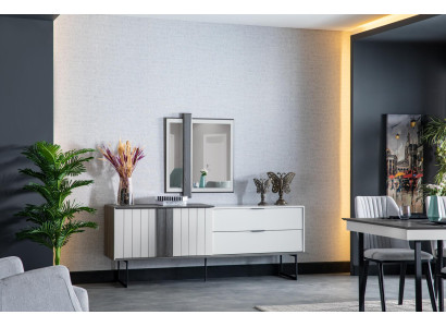 Luxury sideboard sideboard modern chests of drawers 2 pieces. with Mirror Wood Wardrobe