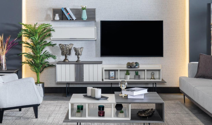 Wall unit Wardrobe TV-cabinet sideboard Shelf Wall units Living room Extension wall