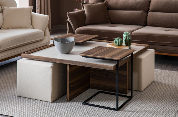 Multifunction s Coffee table Living room Wood Design Luxury Furniture Style Modern brown