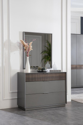 Chest of drawers Mirror Bedroom Wood Wardrobe Chests of drawers Sideboard Gray 2-piece