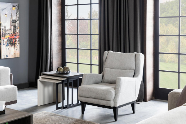 Living room Armchair Seater Design Couch Upholstery Luxury Gray Style Modern
