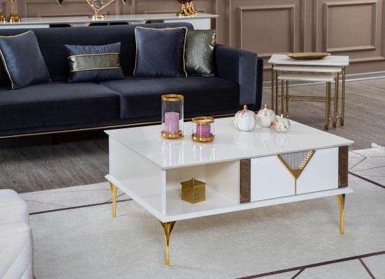 Coffee table Living room Wood Design Luxury Furniture new White Style Modern