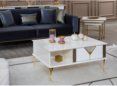 Coffee table Living room Wood Design Luxury Furniture new White Style Modern
