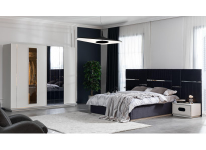 Bedroom Set Bed 2x Bedside tables Wardrobe 4-piece Design new