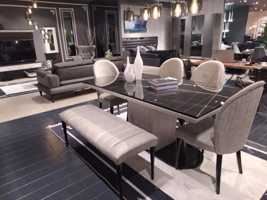 Luxury Stool for Dining Area Foot Stool Bench Seat Benches Padded Gray