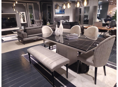 Luxury Stool for Dining Area Foot Stool Bench Seat Benches Padded Gray