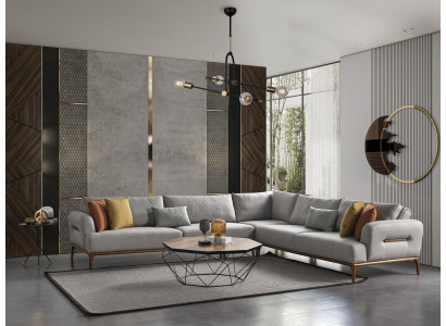 Corner sofa L-shape Couch Living room Upholstery Design new gray Modern