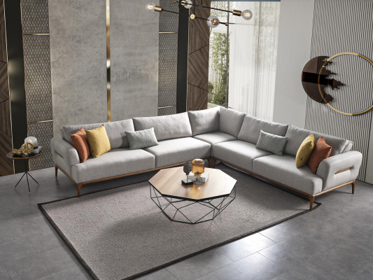 Corner sofa L-shape Couch Living room Upholstery Design new gray Modern