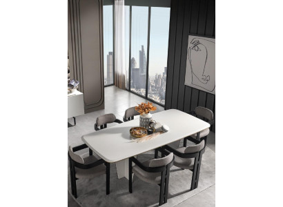 Table 6x Chairs Dining room Complete Set Group Wood 7pcs new Modern