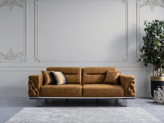 Sofa 3 Seater Living room Design Furniture Style Modern new brown luxury