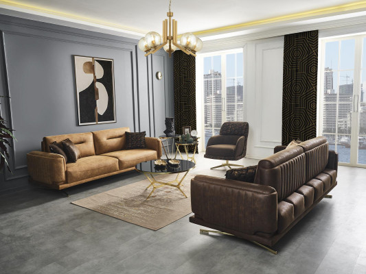 Living room Sofa 4 Seater Luxury Couches Upholstery Furniture new Modern brown