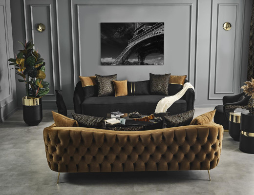 Sofa 4 Seater Chesterfield Upholstery Living room Design Luxury Wood