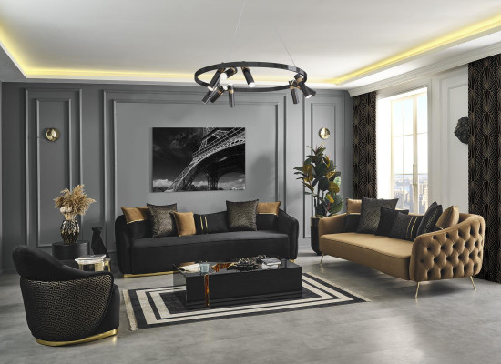 Sofa 4 Seater Chesterfield Upholstery Living room Design Luxury Wood