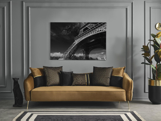 Sofa 3 Seater Brown Textile Living room Design Couch Modern new Luxury