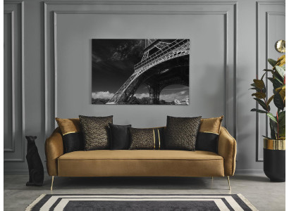 Sofa 3 Seater Brown Textile Living room Design Couch Modern new Luxury