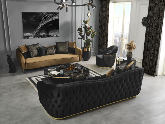 Sofa 3 Seater Brown Textile Living room Design Couch Modern new Luxury