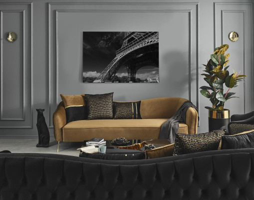 Sofa 3 Seater Brown Textile Living room Design Couch Modern new Luxury