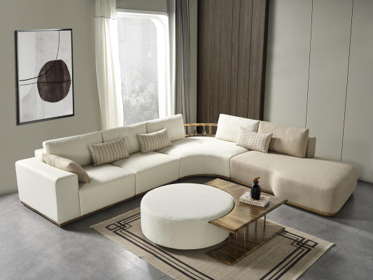 Corner sofa L-shape Coffee table Stool Living landscape Living room Upholstery 3-piece