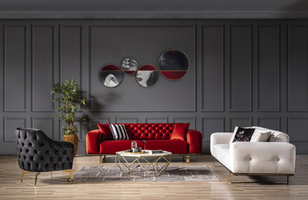 Sofa 3 Seater Living room Luxury Upholstery Designer Furniture Chesterfield