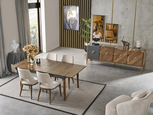 Dining room Table Wood Luxury Furniture Style Modern Brown Wooden Table Tables