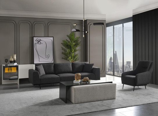 Living room Armchair Modern Upholstery Design Textile new gray Luxury Lounge Club