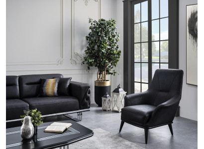 Living room Wing Chair Armchair Design Black Club Lounge Practice