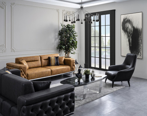 Living room Wing Chair Armchair Design Black Club Lounge Practice