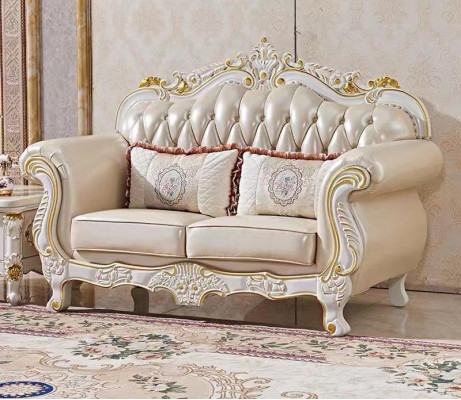 Sofa Furniture Wood Leather Sofas Couch Luxury 2-Seater Two-seater Couches Baroque
