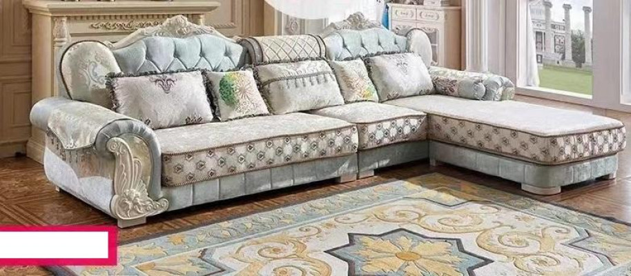 Corner sofa Textile Fabric Living landscape L-shape Modern new Color Blue