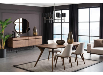 Dining set Dining room Dining table Table Chair Dining corner Chest of drawers Group Wood Set 5pcs