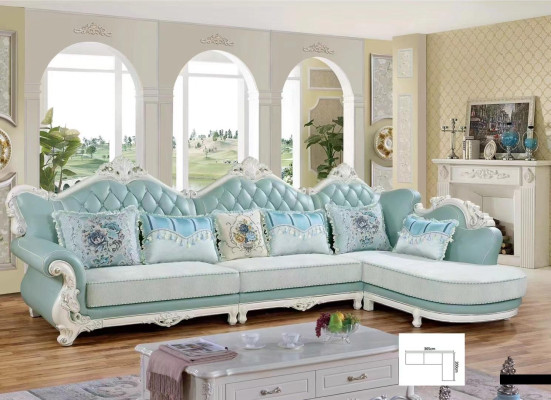 Corner sofa Baroque Living landscape Living room Couch Upholstery Wood Leather Classic