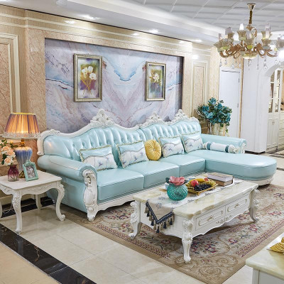 Living room Corner sofa en Living landscape Sofa Corner L-shape Blue e Baroque