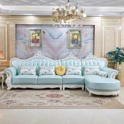 Living room Corner sofa en Living landscape Sofa Corner L-shape Blue e Baroque