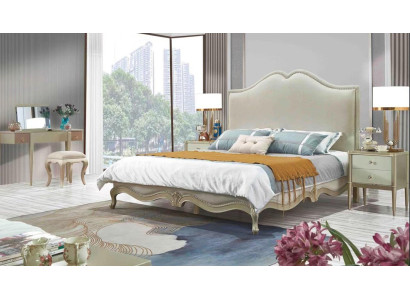 Classic s Bedroom Set Bed + 2x Bedside table Baroque Rococo Beds