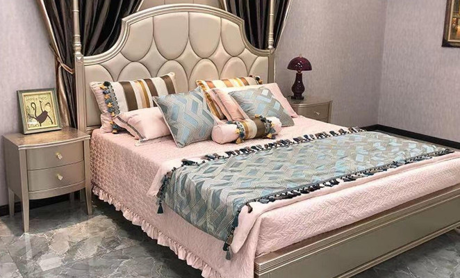 Double bed Bed Luxury Beds Wood Bed frame e Bed frame Beige Design