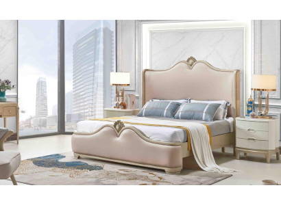 Baroque bedroom set with bed and nightstands without sharp corners