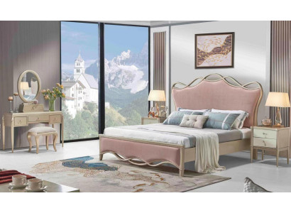 Design Bedroom Bed Luxury Beds Leather Pink Double Upholstery Furniture Textile new