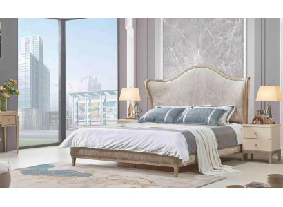 Luxury Modern Bed 2x Bedside tables Beds Wood Bed frame Bedroom Silver new
