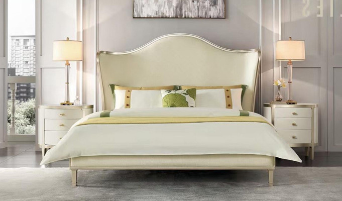 Modern bedroom set with double bed and bedside tables