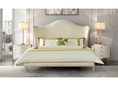 Modern bedroom set with double bed and bedside tables