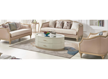 Cream Coffee table Oval Living room Table Glass table Coffee tables Furniture
