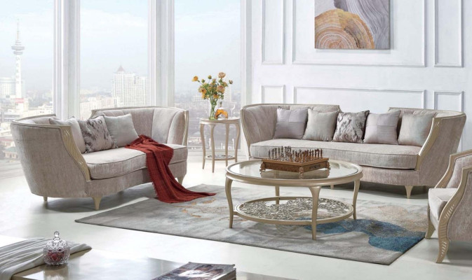 exclusive beige sofa set 3+2 seater designer 2-piece. Set of textile couches