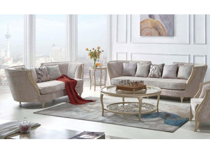 exclusive beige sofa set 3+2 seater designer 2-piece. Set of textile couches