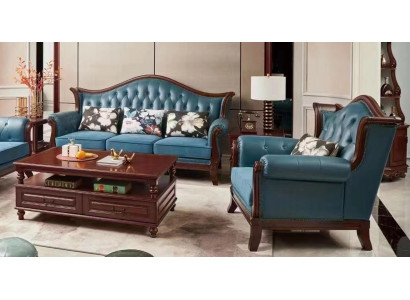 Chesterfield Classic Leather Baroque Rococo Sofa Set 3+1