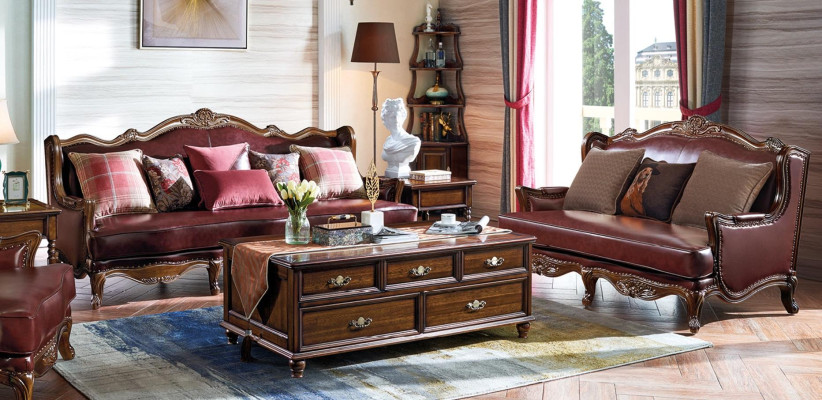 Empire USA Furniture Antique Style Leather Sofa 3+2 Seater Sofa set Sofa