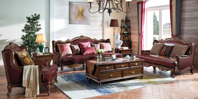 Sofa set 3+2+1 Seater Sofa Seat Suite Colonial Furniture Brown