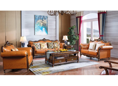 American Sofa set Leather Sofa Couch Upholstery 321 Wood Seater